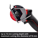 EINHELL Professionele Accu Doorslijpschijf TP-CO 18/76-C Li BL - Solo Rood/zwart, Incl. 4x zaagblad, Accu en oplader niet inbegrepen