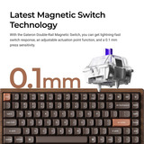 Keychron K2HE All-Wood Special Edition, toetsenbord Houtkleur, US lay-out, Gateron Double-Rail Magnetic Nebula, Gateron Double-Rail Magnetic, 75%, OSA PBT double-shot, hot swap, Bluetooth 5.2 | USB-C