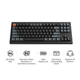 Keychron V3 Ultra 8K Wireless Custom Mechanical Keyboard Zwart, US lay-out (QWERTY), Keychron Silk POM Banana, 80% (TKL)	, RGB, Hot swap, 2.4 GHz | Bluetooth 5.3 | USB-C