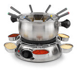 Tristar FO-1100 Fondue Roestvrij staal, 8 personen, 1300 W, geschikt voor Olie, Chocolade en Kaas