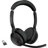 Jabra Evolve2 55, Incl. oplaadstandaard on-ear headset Zwart, Stereo, Microsoft Teams, USB-A, Link380a
