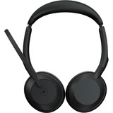 Jabra Evolve2 55, Incl. oplaadstandaard on-ear headset Zwart, Stereo, Microsoft Teams, USB-A, Link380a