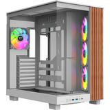 Thermaltake View 380 XL WS ARGB midi tower behuizing Wit/houtkleur | 2x USB-A | 1x USB-C | RGB | Tempered Glass