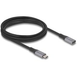 DeLOCK USB-C verlengkabel 40 Gbps, PD 3.1, 240 W, 2 meter Zwart/grijs