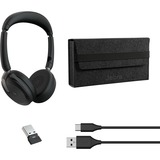 Jabra JBR Evolve2 65 Flex Link380a MS Duo on-ear headset Zwart
