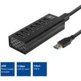 ACT Connectivity USB Hub 7 Port met stroomadapter usb-hub Zwart