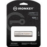 Kingston IronKey Locker+ 50 128 GB usb-stick aluminium, USB-A 3.2 Gen 1 (5 Gbit/s)