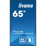 iiyama Prolite LH6575UHS-B1AG 64.5" 4K UHD monitor Zwart, HDMI, DisplayPort, RJ45 (LAN), Audio, USB, Android