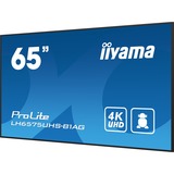 iiyama Prolite LH6575UHS-B1AG 64.5" 4K UHD monitor Zwart, HDMI, DisplayPort, RJ45 (LAN), Audio, USB, Android