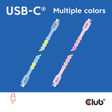 Club 3D USB-C Beaded Cable Blue, 2 meter kabel Roze