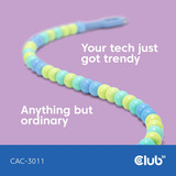 Club 3D USB-C Beaded Cable Blue, 2 meter kabel Roze