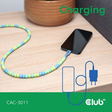 Club 3D USB-C Beaded Cable Blue, 2 meter kabel Roze