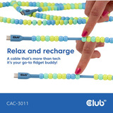 Club 3D USB-C Beaded Cable Blue, 2 meter kabel Roze