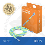 Club 3D USB-C Beaded Cable Blue, 2 meter kabel Roze