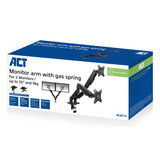ACT Connectivity Monitorarm met gasveer, 2 monitoren tot 35 inch Zwart, ACT Essentials, Kantelen, Roteren, Zwenken