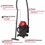 EINHELL TC-VC 1930 A nat- en droogzuiger Rood/zwart