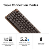 Keychron K3 Max-H3W All-Wood Special Edition RGB mechanisch toetsenbord Houtkleur, US lay-out (QWERTY), Keychron Milk POM Brown, 75%, RGB leds, Double-shot PBT, hot swap, 2.4GHz | Bluetooth 5.1 | USB-C