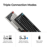 Keychron Q3 Ultra-M4 8K Wireless Custom Mechanical Keyboard Zwart, US lay-out (QWERTY), Keychron Silk POM Banana, 80% (TKL)	, RGB, Hot swap, 8K, 2.4 GHz | Bluetooth 5.2 | USB-C