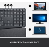 Logitech K860 ERGO Keyboard Zwart, 100%, Bluetooth, US international ISO