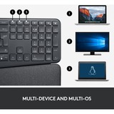 Logitech K860 ERGO Keyboard, toetsenbord Zwart, Bluetooth, US international ISO