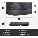 Logitech K860 ERGO Keyboard, toetsenbord Zwart, Bluetooth, US international ISO