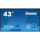 iiyama Prolite LH4341UHS-B2 42.5" 4K Ultra HD Public Display Zwart, 4K UHD, VGA, HDMI, Audio, LAN