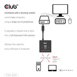 Club 3D USB-C Bi-Directional Video + Data + PD Switch usb-switch Zwart