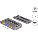 DeLOCK Externe M.2 NVMe SSD gaming behuizing USB-C 40 Gbps met RGB externe behuizing Grijs, met ventilator