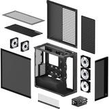 ARCTIC Xtender (Black) midi tower behuizing Zwart (mat) | 2x USB-A | 1x USB-C | RGB | Tempered Glass