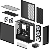 ARCTIC Xtender (Black) midi tower behuizing Zwart (mat) | 2x USB-A | 1x USB-C | RGB | Tempered Glass
