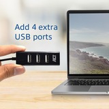 ACT Connectivity USB Hub mini 4 port usb-hub Zwart