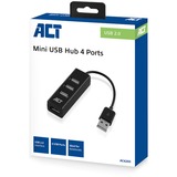 ACT Connectivity USB Hub mini 4 port usb-hub Zwart