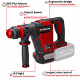 EINHELL Professionele Accu-breekhamer TP-DH 18/4 Li BL - Solo Zwart/rood, Accu en oplader niet inbegrepen