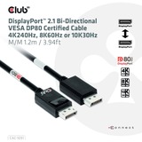 Club 3D Displayport 2.1 VESA DP80 gecertificeerde kabel male-male Zwart, 1,2 meter, 4K 240Hz, 8K 60Hz, 80Gbps