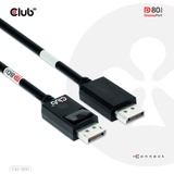 Club 3D Displayport 2.1 VESA DP80 gecertificeerde kabel male-male Zwart, 1,2 meter, 4K 240Hz, 8K 60Hz, 80Gbps