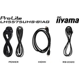 iiyama Prolite LH5575UHS-B1AG 54.6" 4K UHD monitor Zwart, HDMI, DisplayPort, RJ45 (LAN), Audio, USB, Android