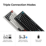 Keychron Q5 Ultra-M3 8K Wireless Custom Mechanical Keyboard Zwart, US lay-out (QWERTY), Keychron Silk POM Banana, 96%, RGB, Hot swap, 8K, 2.4 GHz | Bluetooth 5.2 | USB-C