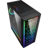 Sharkoon RGB LIT 100 midi tower behuizing Zwart | 3x USB-A | RGB | Window