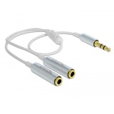 DeLOCK Cable audio splitter stereo jack male 3.5mm > 2x stereo jack female splitterkabel Wit/zilver