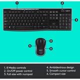 Logitech MK270 draadloze desktopset Zwart, EU lay-out (QWERTY), Rubberdome