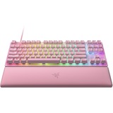 Razer Huntsman V2 TKL Quartz, gaming toetsenbord Roze, US lay-out, Razer Linear Optical (Red), RGB leds, TKL, Double Shot PBT