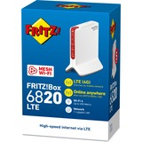 FRITZ! Box 6820 LTE v3 International wlan lte router Wit/rood, 4G (LTE), 3G/3G+ (UMTS/HSPA+), Mesh Wi-Fi