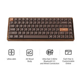 Keychron K3 Max-H1W All-Wood Special Edition RGB mechanisch toetsenbord Houtkleur, US lay-out (QWERTY), Keychron Milk POM Red, 75%, RGB leds, Double-shot PBT, hot swap, 2.4GHz | Bluetooth 5.1 | USB-C