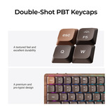 Keychron K3 Max-H1W All-Wood Special Edition RGB mechanisch toetsenbord Houtkleur, US lay-out (QWERTY), Keychron Milk POM Red, 75%, RGB leds, Double-shot PBT, hot swap, 2.4GHz | Bluetooth 5.1 | USB-C