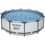 Bestway Zwembad steel pro max set rond 366x100 Grijs, Incl. Filterpomp (220-240V) + ladder