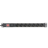 Digitus PDU 7-voudige stekkerdoos, 19", 1U Overspanningsbeveiliging
