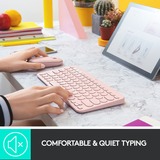 Logitech K380 Multi-Device Bluetooth Keyboard, toetsenbord Lichtroze, EU lay-out (QWERTY), Bluetooth 3.0