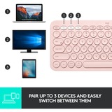 Logitech K380 Multi-Device Bluetooth Keyboard, toetsenbord Lichtroze, EU lay-out (QWERTY), Bluetooth 3.0