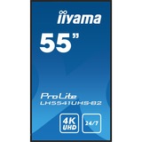 iiyama Prolite LH5541UHS-B2 54.6" 4K Ultra HD Public Display Zwart, 4K UHD, VGA, HDMI, Audio, LAN