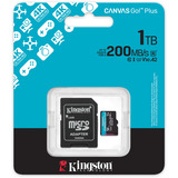 Kingston Canvas Go! Plus microSDXC 1 TB geheugenkaart Zwart, Incl. adapter, Class 10, UHS-I U3, V30, A2